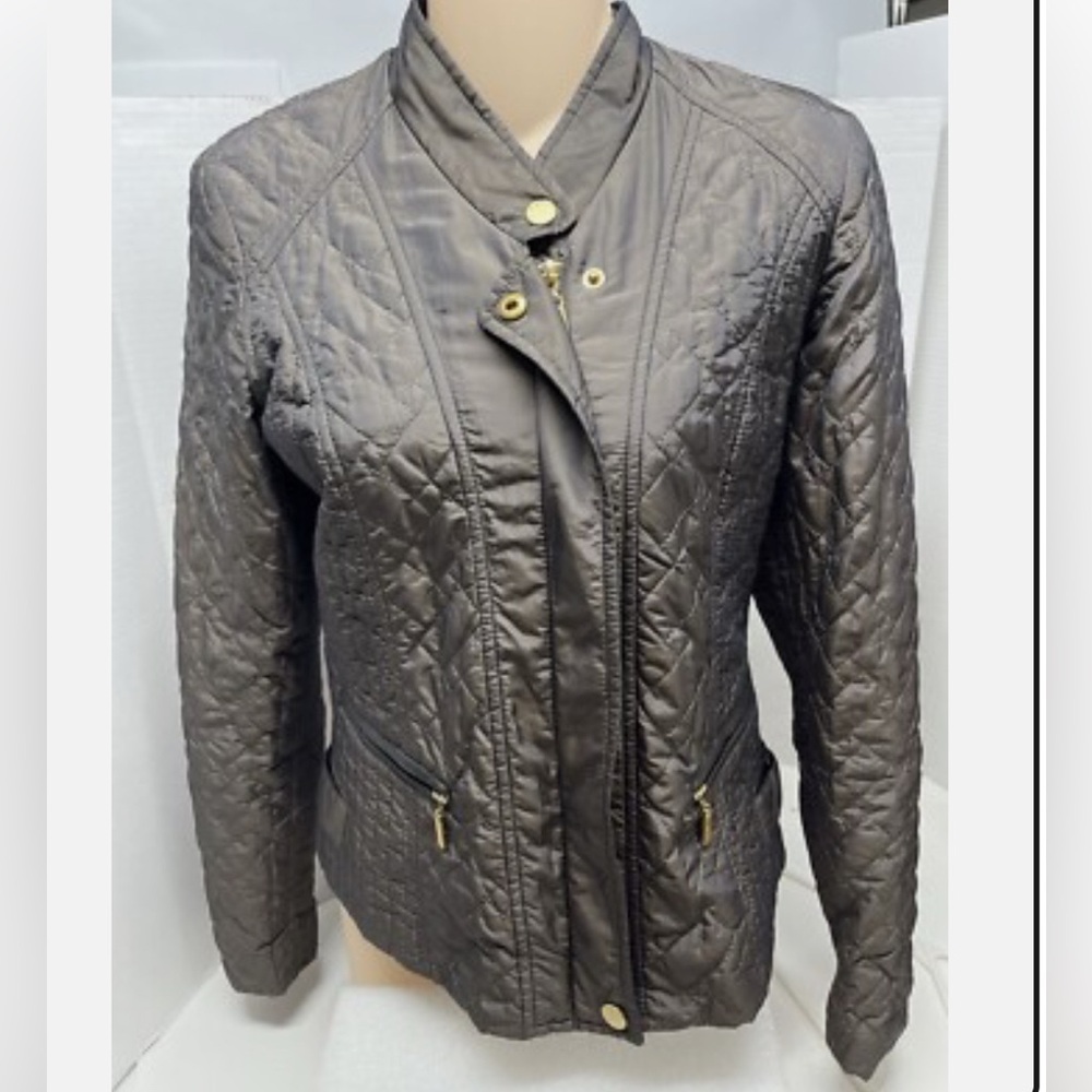 Cole Haan Green Olive Quilted Bomber Jacket